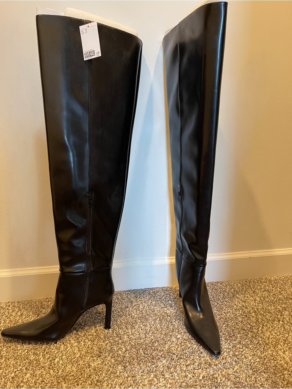 H&M Black Patent Over-the-Knee Stiletto Boots - Picture 7 of 7
